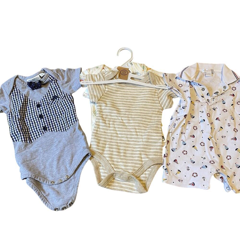 Mix Lot Of 4 Rabbit+Bear Unisex Baby Infant Bodysuits 3-6 Months Organic Cotton